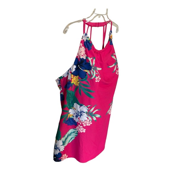 Swim by Cacique 2 Piece Bathing Suit Sz 24 TOP Sz 26 SKIRT Hot Pink Summer Flor… - Picture 3 of 15